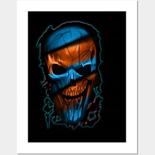 stripe skull Posters and Art